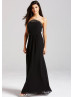 Black Chiffon Beads Strapless Long Prom Dress 